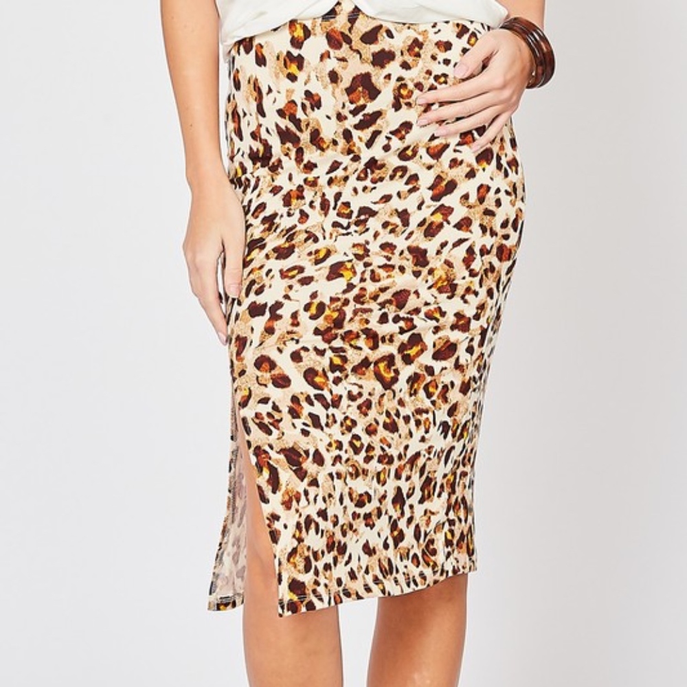 NWT Spotted Leopard Animal Print Pencil  Skirt - Picture 7 of 8